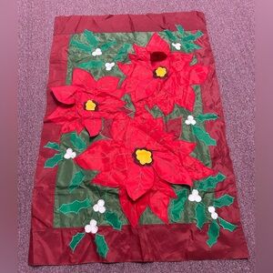 Huge Holiday Festive Red Poinsettia Flag